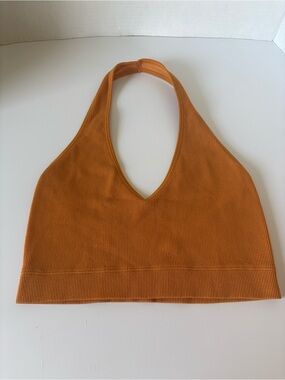 Gilly Hicks‎ Ribbed Halter Crop Top - Rust Orange